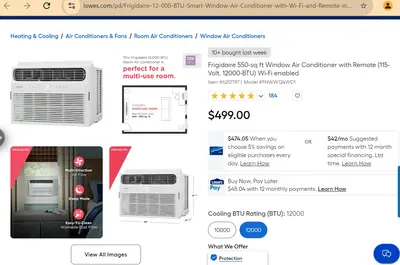 Frigidaire 550-sq ft Window Air Conditioner with Remote (115-Volt, 12000-BTU) Wi-Fi enabled - Thumbnail 3
